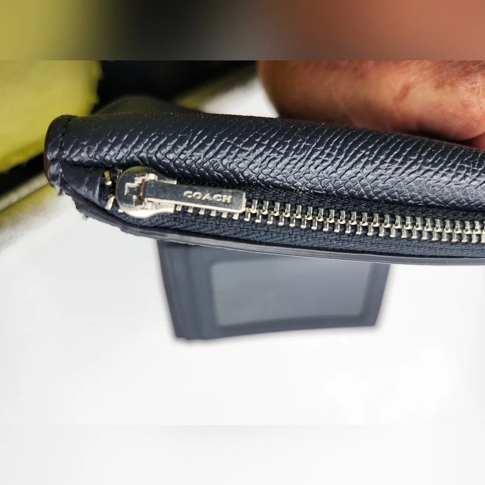 Coach Electric Blue Crossgrain Leather Wallet Tri Fold - Picture 5 of 6